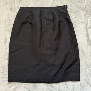 Vintage Episode Black Silk Linen Lined Pencil Skirt - Size 6
